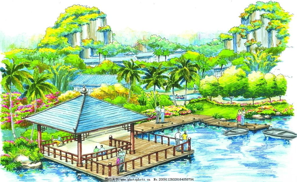 水景公园设计手绘图图片展示