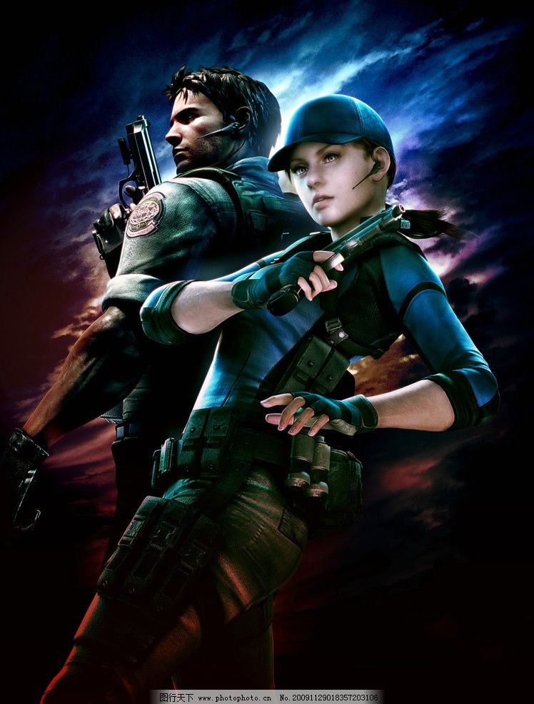 生化危机5,宣传海报原图,宣传海报,原图,男主角,女主角,Chirs,Jill,枪械,战斗服,动漫人物,动漫动画,设计,533DPI,JPG